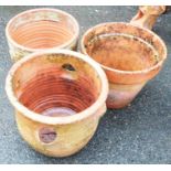 Two terracotta garden pots - sold with a strawberry pot