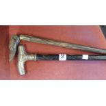 A late 19th Century walking stick with silver handle bearing import marks - sold with a rosewood