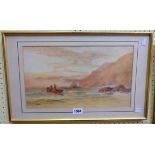 George Henry Jenkins: a gilt framed watercolour, entitled verso 'Crabbers in Bigbury Bay' - signed
