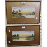 J. Maurice Hosking: a pair of gilt framed and slipped gouache paintings, one entitled 'Holywell