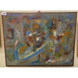 I. Calleja: a framed oil on canvas multi coloured abstract