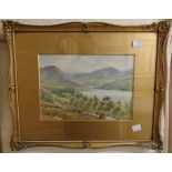 John Thwaite: a gilt framed and slipped watercolour, entitled 'Head of Buttermere' - signed and