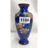 An early 20th Century foil-backed ginbari cloisonné baluster vase with floral decoration - height
