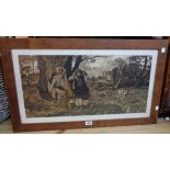 Robert W. MacBeth: a framed Art Nouveau sepia print, depicting children and sheep - signed in