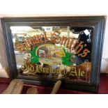 A vintage framed advertising mirror for Samuel Smith's Old Brewery Ale