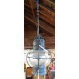 A maritime hanging lantern with spherical shade - sold with a two branch wall sconce