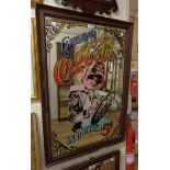 A stained wood framed reproduction Coca-Cola advertising mirror