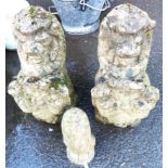 A pair of 24" concrete lions - sold with a smaller similar