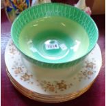 Six Colclough plates, a Shelley Harmony bowl, and three further pieces of ceramic