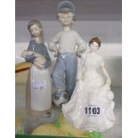 A Royal Doulton Harmony figure - sold with a Lladro figure of a girl with a pig and a boy with a