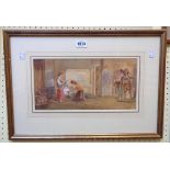 Charles Catermole: a gilt framed watercolour depicting figures in an interior - signed and dated