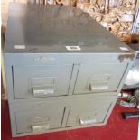 A vintage Art Metal painted metal four drawer card filing unit