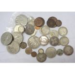 A collection of Victorian and later coinage including 1887 Half Crown, 1889 Crown, 1885 Florin, 1929