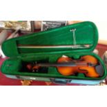 A Antoni 4/4 violin and bow in soft case - 14" back