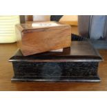 An ebony trinket box with lined interior - sold with another