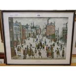 †L.S. Lowry: a Hogarth framed colour print Ganymed reproduction of ' A Village Square'