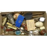 Various items including silver handled butter knives, Timex watch, small cloisonné pot, etc. -