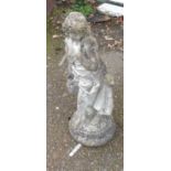 A 26" concrete garden statue of a water carrier