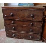 A 3' 4" 19th Century mahogany secretaire chest base with fitted writing drawer over three further