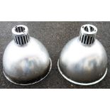 A pair of 19" diameter industrial aluminium ceiling light shades