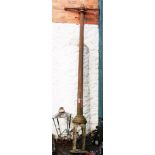 A Victorian street lamp with copper hood by Foster & Pullen (a/f) and an 11' tapered and fluted cast