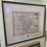 A Hogarth framed antique hand coloured map of Devon, by Condor Hogg - circa late 18th Century