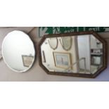 A vintage gilt and part painted framed bevelled octagonal wall mirror - sold with a frameless