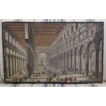 Bowles (after Piraneisi): an original hand coloured engraving, depicting a view of the interior of