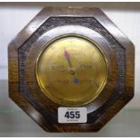 A vintage oak octagonal cased Short & Mason aneroid wall barometer