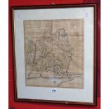 A framed antique hand coloured map print of Monmouthshire, published by John Stockdale of