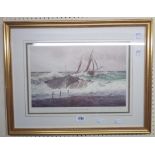 †John Chancellor: a gilt framed limited edition colour print, entitled "Taking Bude after a