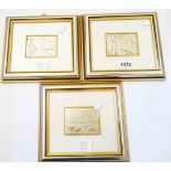 F.O. Bassorilievo: three framed marked 925 scenic pictures