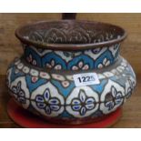 A Syrian enameled bowl with repeat floral decoration