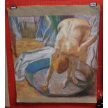 Roger Newton: an unframed pastel drawing on brown paper copy of Edgar Degas, being an artwork from