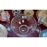An Edinburgh cut crystal bowl - sold with a pair of Royal Brierley candlesticks