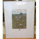 A gilt framed limited edition coloured print, entitled "Wild Poppies" - indistinctly signed and