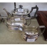 A silver plated three piece tea set