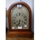 An early 20th Century mahogany dome top cased mantel clock with Gustav Becker eight day gong