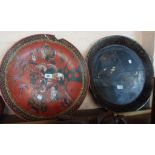 A lacquered plate and Chinese Nonya charger - various condition