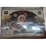 A framed UK quad film poster for Mayerling - cropped and folded