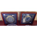 A pair of framed Chinese tea bowls