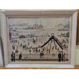 †L. S. Lowry: a vintage framed coloured print, entitled "Children's Playground" - published by Frost
