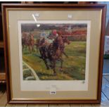 Claire Eva Burton: a framed limited edition coloured print, depicting the racehorse "Dancing