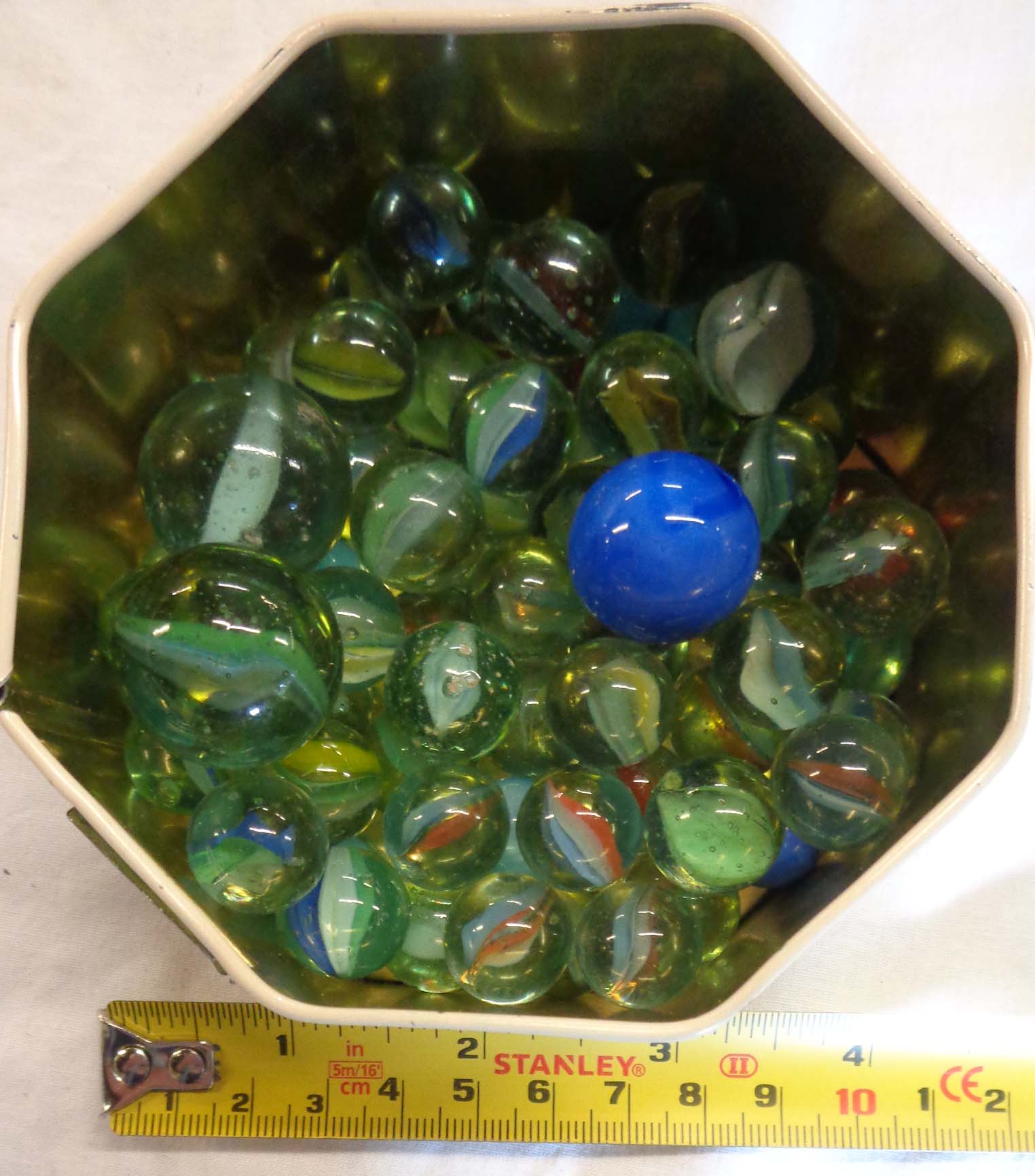 A small collection of cat's-eye marbles