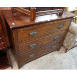 A 3' 6" 19th Century mahogany sectretaire chest, the writing drawer with bird's-eye maple fronted