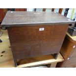 A 22" early 20th Century stained oak lift-top locker storage box - sold with small oak joint stool