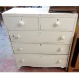 A 3' 3 1/2" 19th Century later painted chest of two short and three long graduated drawers, set on