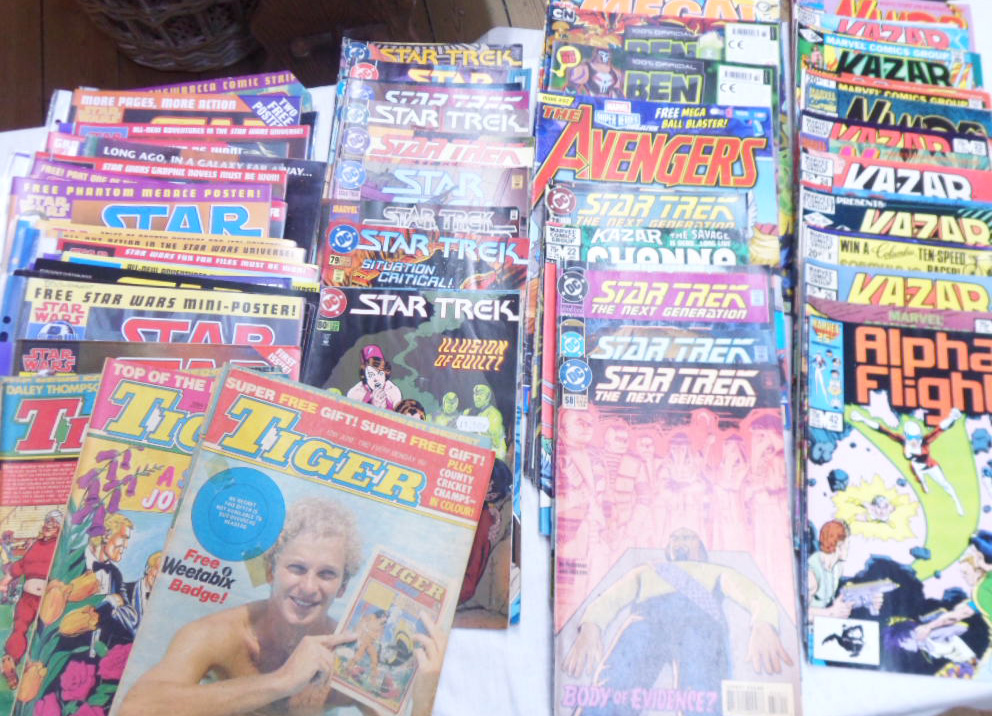 A small collection of DC and Marvel comics, also UK Star Wars and various copies of Tiger