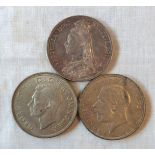 Three silver Crowns, 1889, 1935 and 1937