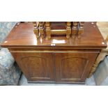 A 3' 4 1/4" Victorian flame mahogany two door side cabinet, set on plinth base - superstructure